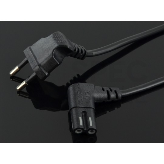 Kabel zasilający OMYp do sprzętu Audio i RTV z wtyczką kątową IEC320 C7 (ósemka) 2,5A czarny 0,75m