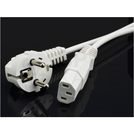 Kabel zasilający OWY do komputera z wtyczką IEC320 C13 10A biały 1,5m