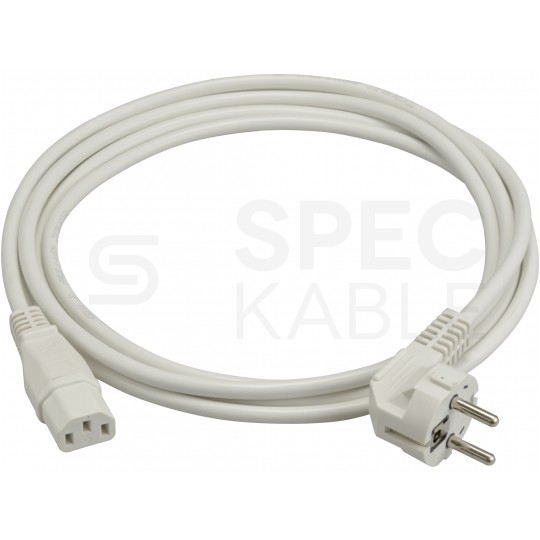 Kabel zasilający OWY do komputera z wtyczką IEC320 C13 10A biały 1,5m