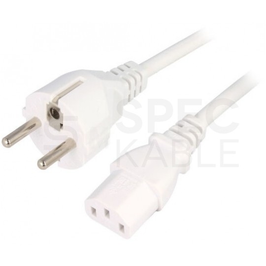 Kabel zasilający OWY do komputera z wtyczką IEC320 C13 10A biały 1m