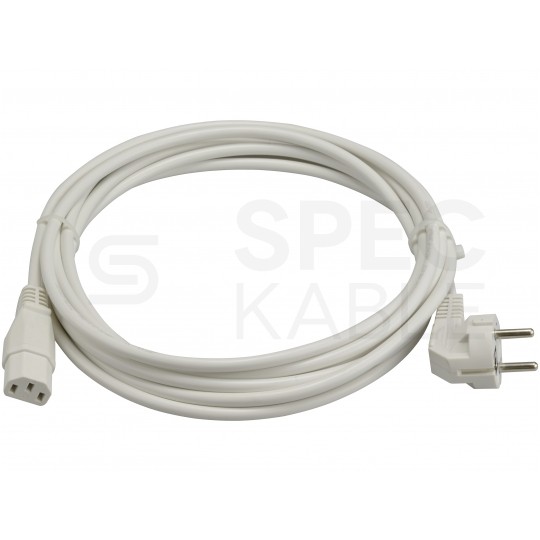 Kabel zasilający OWY do komputera z wtyczką IEC320 C13 10A biały 5m