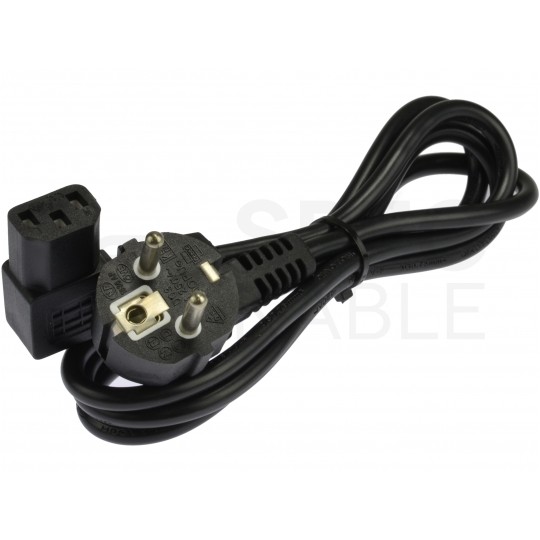 Kabel zasilający OWY do komputera z wtyczką kątową IEC320 C13 10A czarny 1,5m