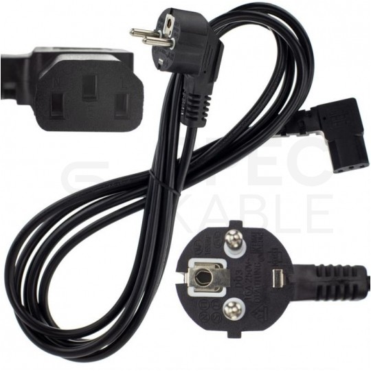 Kabel zasilający OWY do komputera z wtyczką kątową IEC320 C13 10A czarny 3m
