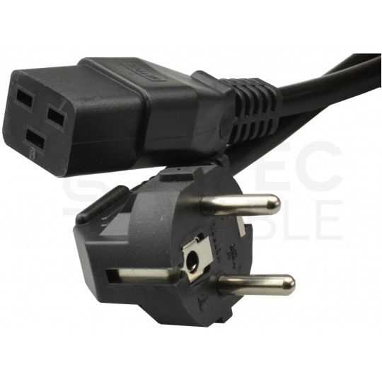 Kabel zasilający OWY do sprzętu IT z wtyczką IEC320 C19 16A czarny 2m