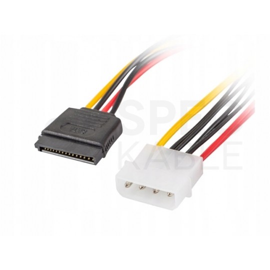 Kabel zasilający wewnętrzny wtyk MOLEX (m) 4-pin -> 2x gniazdo SATA 15-pin (f) 30cm LANBERG
