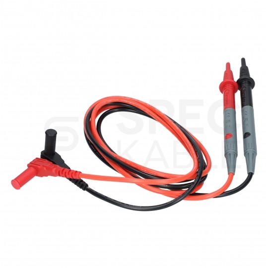 Kable silikonowe przewody pomiarowe do miernika (wtyk kątowy / Sonda pomiarowa) 2x 1m czarny + czerwony FORSCHER FC3001