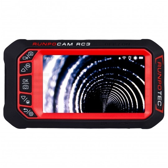 Kamera inspekcyjna endoskopowa wielofunkcyjna 15m w zestawie z rabletem na kasecie, akcesoriami RUNPOCAM RC3 RUNPOTEC