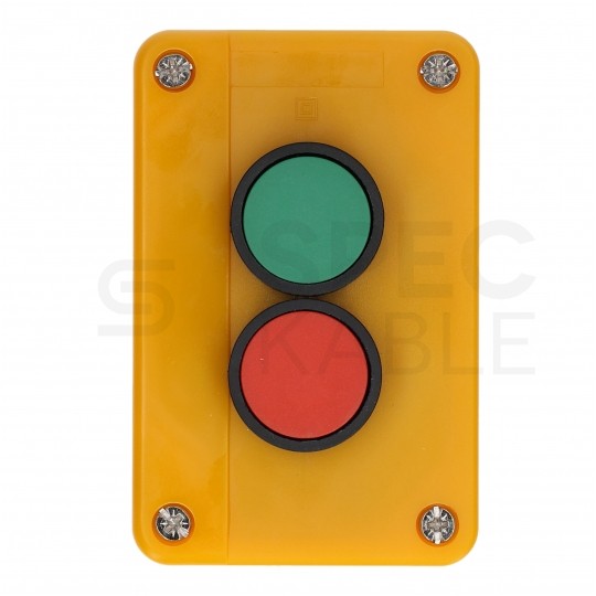 Kaseta sterownicza, obudowa z dwoma przyciskami START STOP IP65 żółta kompletna ADELID AS22-Y02-EA3142