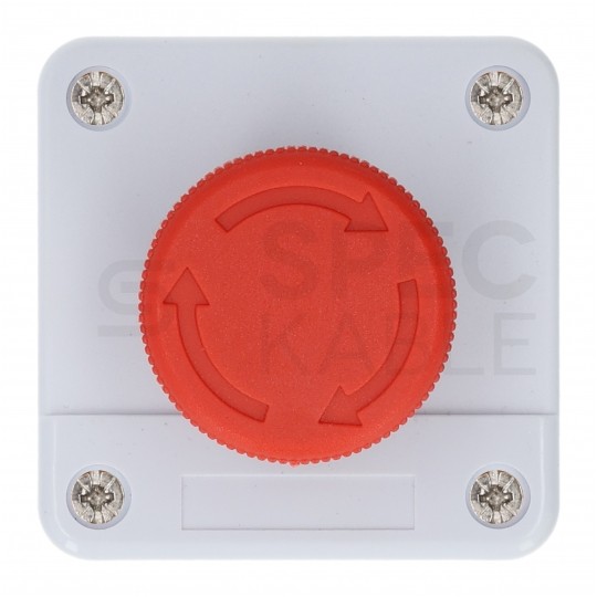 Kaseta sterownicza, obudowa z przyciskiem awaryjnym grzybkowym IP65 biała kompletna ADELID AS22-W01-ES542