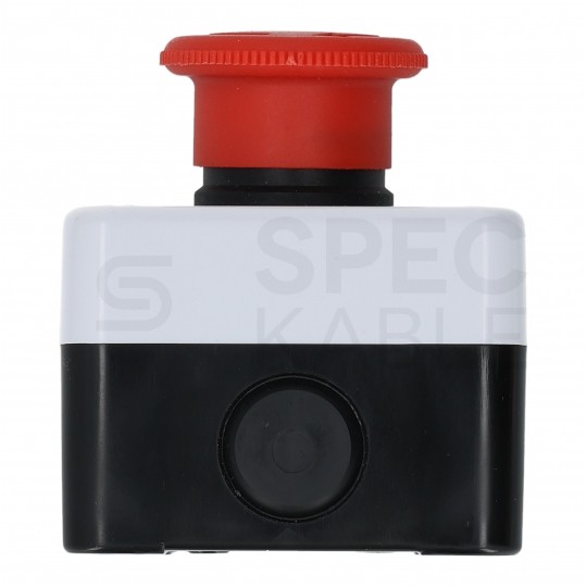 Kaseta sterownicza, obudowa z przyciskiem awaryjnym grzybkowym IP65 biała kompletna ADELID AS22-W01-ES542