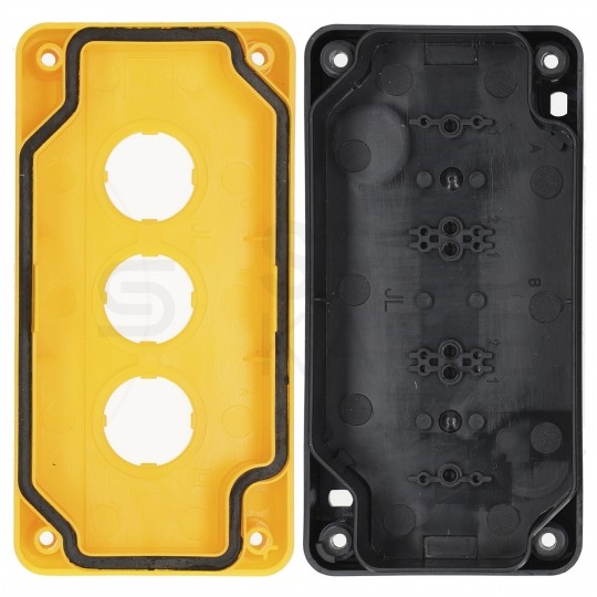 Kaseta sterownicza, obudowa z pustymi otworami na 3 przyciski IP65 żółta ADELID AS22-Y03