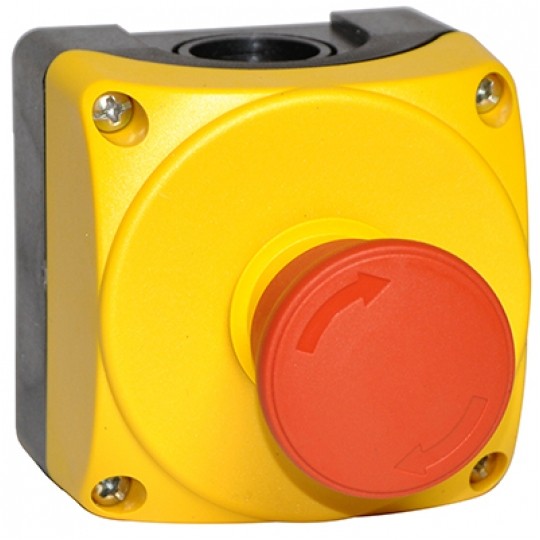 Kaseta sterownicza żółta z Przyciskiem Awaryjnym Grzybkowym Komplet LPZP1B503 LOVATO