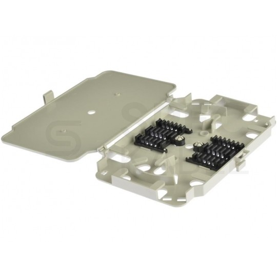 Kaseta światłowodowa FO z pokrywą i uchwytami na 12 spawów szara NEKU