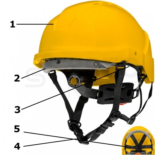 Kask ochronny przemysłowy do pracy na wysokościach, żółty NEO 97-210