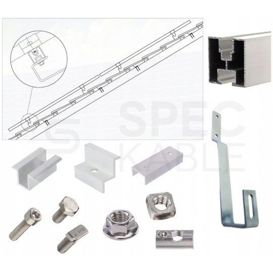 Klamra montażowa PV środkowa 50mm szerokość 19mm czarna