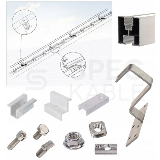 Klamra montażowa PV środkowa 50mm szerokość 19mm czarna