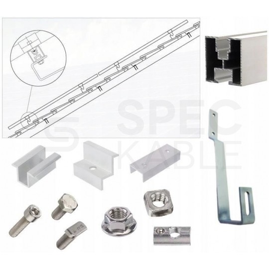 Klamra montażowa PV środkowa 50mm szerokość 19mm srebrna