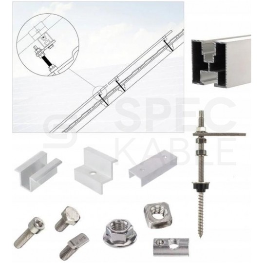 Klamra montażowa PV środkowa 50mm szerokość 19mm srebrna