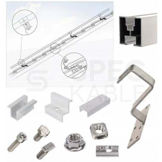 Klamra montażowa PV środkowa 50mm szerokość 19mm srebrna