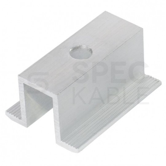 Klamra montażowa PV środkowa 50mm szerokość 19mm srebrna