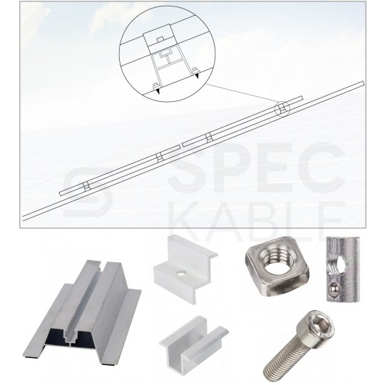 Klamra montażowa PV środkowa 50mm szerokość 19mm srebrna
