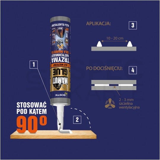 Klej uniwersalny montażowy MAMUT GLUE super mocny, elastyczny, biały Kartusz 290ml