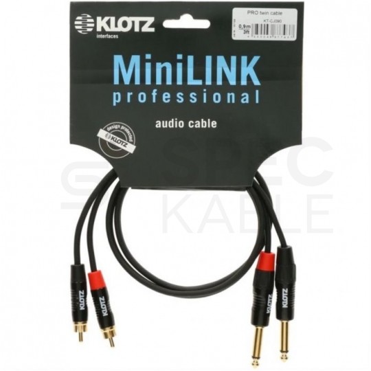 KLOTZ Kabel Audio 2x Jack 6,3mm Mono (wtyk) / 2x RCA Cinch (wtyk) 0,9m