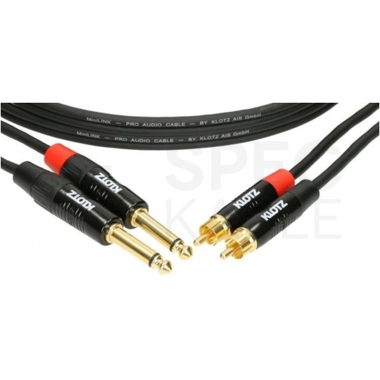 KLOTZ Kabel Audio 2x Jack 6,3mm Mono (wtyk) / 2x RCA Cinch (wtyk) 6m