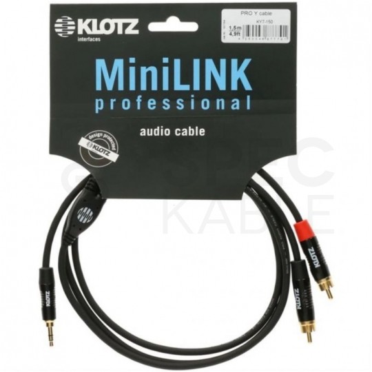 KLOTZ Kabel Audio AUX mini Jack 3,5mm Stereo (wtyk) / 2x RCA Cinch (wtyk) 0,9m