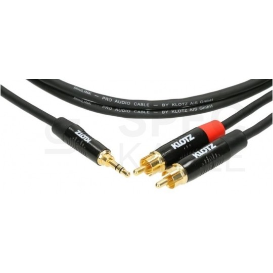 KLOTZ Kabel Audio AUX mini Jack 3,5mm Stereo (wtyk) / 2x RCA Cinch (wtyk) 3m