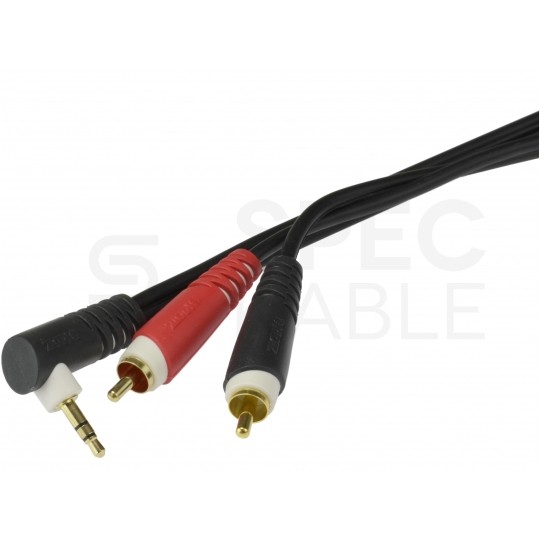 KLOTZ Kabel Audio AUX mini Jack 3,5mm Stereo (wtyk kątowy) / 2x RCA Cinch (wtyk) 2m