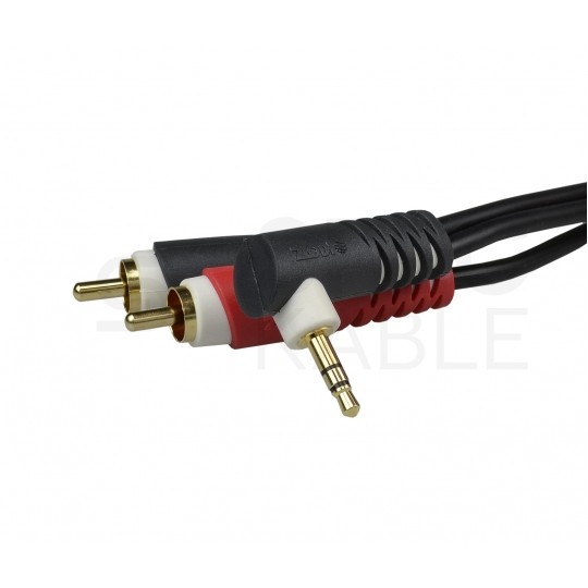 KLOTZ Kabel Audio AUX mini Jack 3,5mm Stereo (wtyk kątowy) / 2x RCA Cinch (wtyk) 2m
