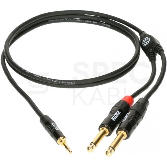 KLOTZ Kabel Audio mini Jack 3,5mm Stereo (wtyk) / 2x Jack 6,3mm Mono (wtyk) 0,9m
