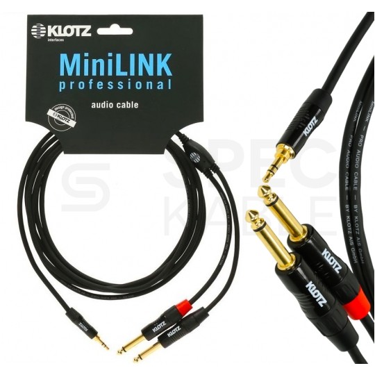 KLOTZ Kabel Audio mini Jack 3,5mm Stereo (wtyk) / 2x Jack 6,3mm Mono (wtyk) 0,9m