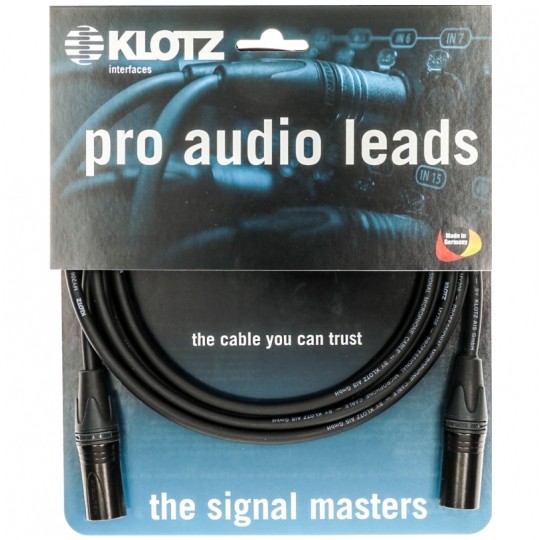 KLOTZ Kabel mikrofonowy adapter XLR 3-pin (wtyk / wtyk) na złączach Neutrik 3m