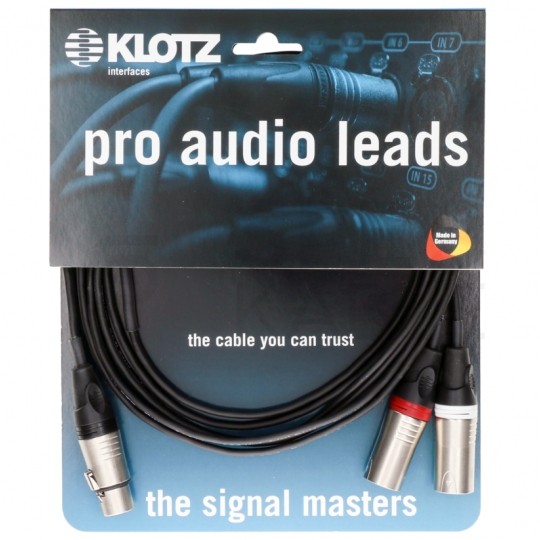 KLOTZ Kabel mikrofonowy STEREO XLR 5-pin (gniazdo) / 2x XLR 3-pin (wtyk) 1,5m