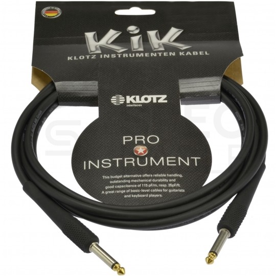 KLOTZ KIK Kabel instrumentalny złocony Audio Jack 6,3mm Mono (wtyk / wtyk) 3m