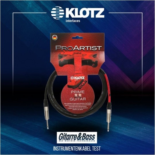 KLOTZ Pro Artist Kabel instrumentalny Audio Jack 6,3mm Mono (wtyk kątowy / wtyk) 6m