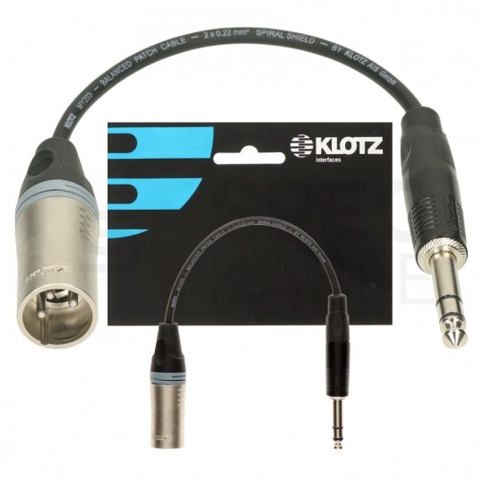 KLOTZ Przejściówka XLR 3-pin (wtyk) / Jack 6,3mm Stereo (wtyk) 0,2m