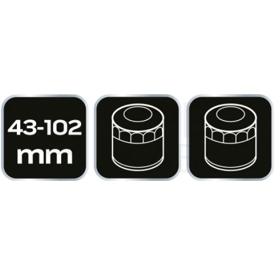Klucz pazurkowy do filtrów oleju o średnicy 53-110mm w zestawie z redukcją 3/8" i 1/2" NEO 11-237