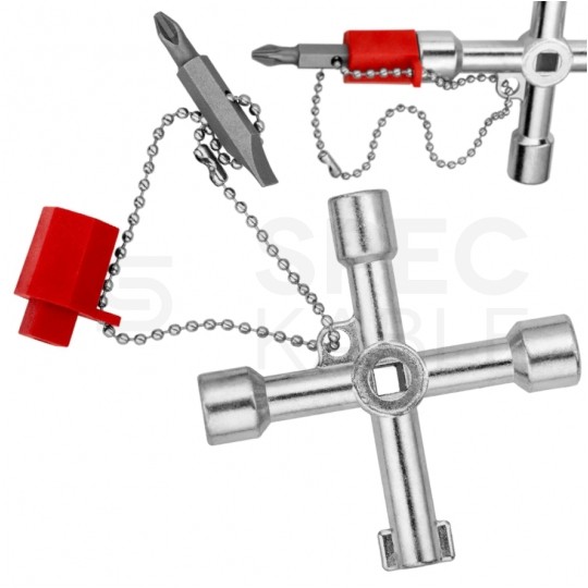 Klucz wielofunkcyjny do szaf sterowniczych (4 profile) tablic rozdzielczych systemów odcinających z adapterem 1/4" KNIPEX 00 11 03