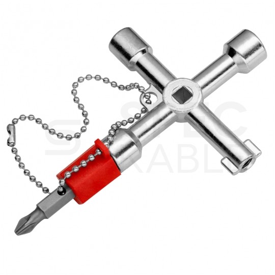 Klucz wielofunkcyjny do szaf sterowniczych (4 profile) tablic rozdzielczych systemów odcinających z adapterem 1/4" KNIPEX 00 11 03