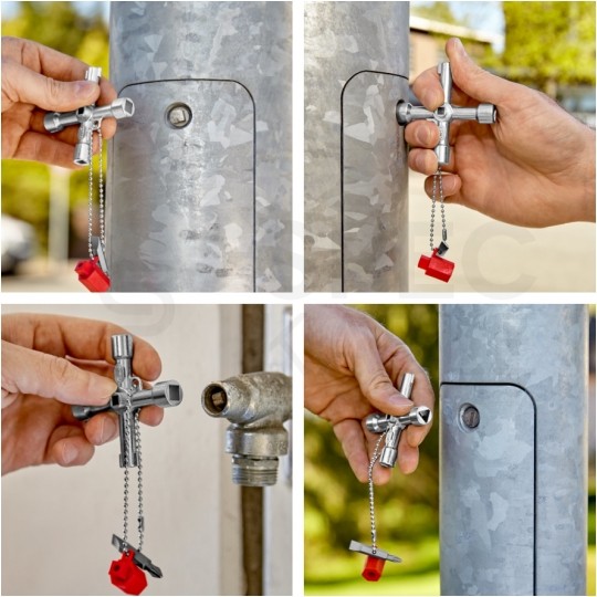 Klucz wielofunkcyjny do szaf sterowniczych (4 profile) tablic rozdzielczych systemów odcinających z adapterem 1/4" KNIPEX 00 11 03