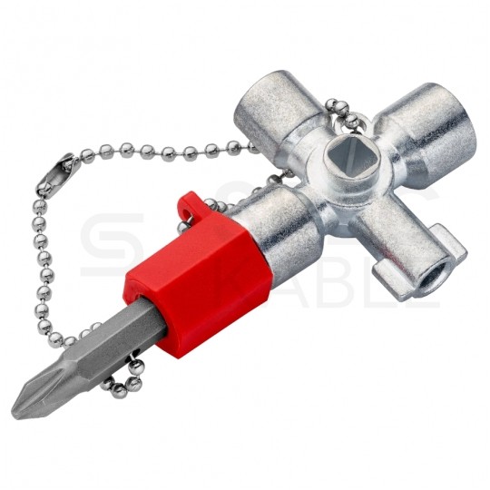 Klucz wielofunkcyjny MINI brelok do szaf sterowniczych (4 profile) talblic rozdzielczych systemów odcinających z adapterem 1/4" KNIPEX 00 11 02