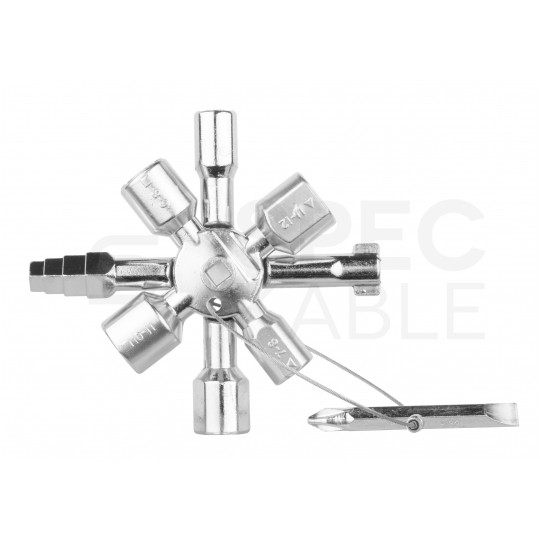 Kluczyk bezpieczeństwa uniwersalny do szaf / rodzielnic na łańcuszku 10w1 MODECO MN-14-210