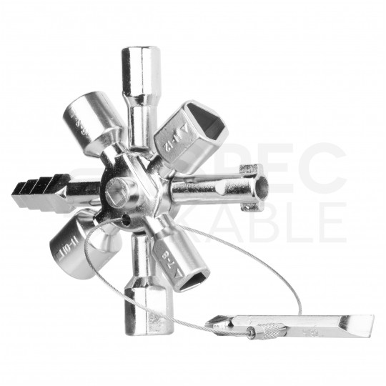 Kluczyk bezpieczeństwa uniwersalny do szaf / rodzielnic na łańcuszku 10w1 MODECO MN-14-210