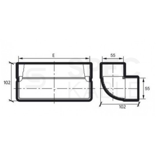 Kolanko wentylacyjne pionowe, łącznik 90 stopni do kanału płaskiego 110x55mm airRoxy 02-406