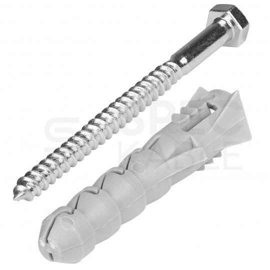 Kołki rozporowe FIX 10x50mm z wkrętem HEX 6x60mm z łbem sześciokątnym do betonu, cegły, gazobetonu KOLENER 100szt