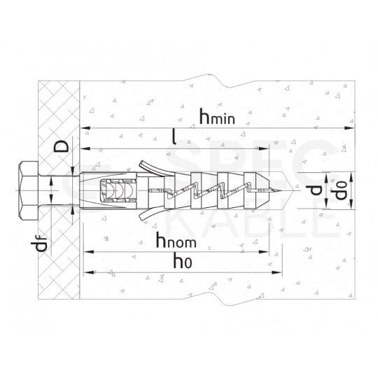Kołki rozporowe FIX 10x50mm z wkrętem HEX 6x60mm z łbem sześciokątnym do betonu, cegły, gazobetonu KOLENER 100szt