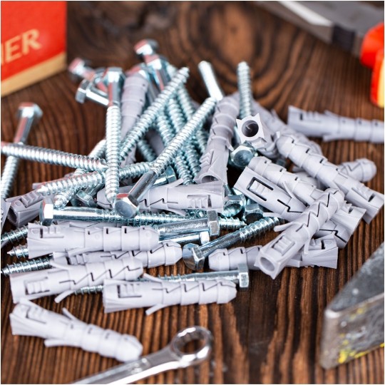 Kołki rozporowe FIX 10x50mm z wkrętem HEX 6x60mm z łbem sześciokątnym do betonu, cegły, gazobetonu KOLENER 100szt